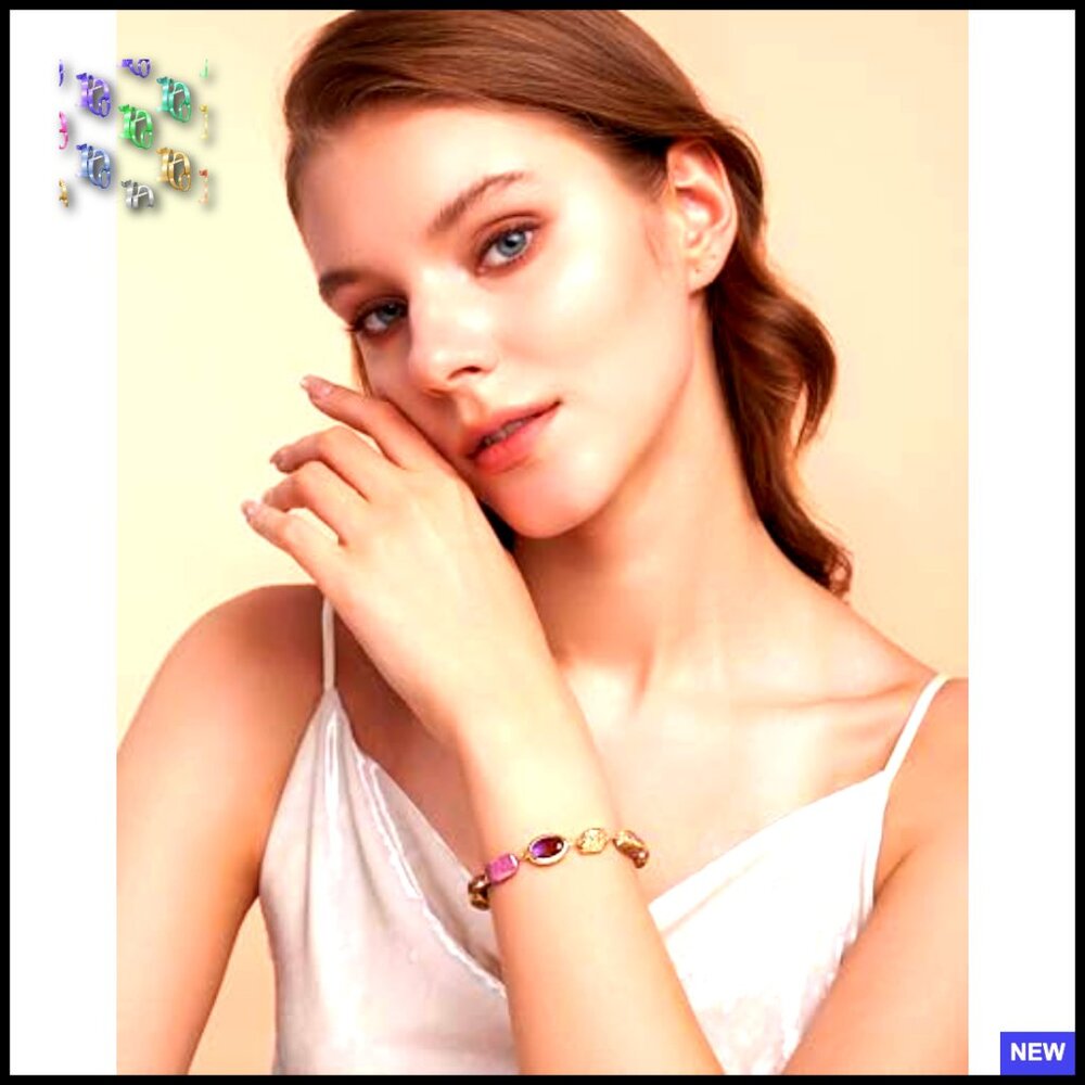 Adjustable Statement Bracelet With Gemstones, Boh… - image 2